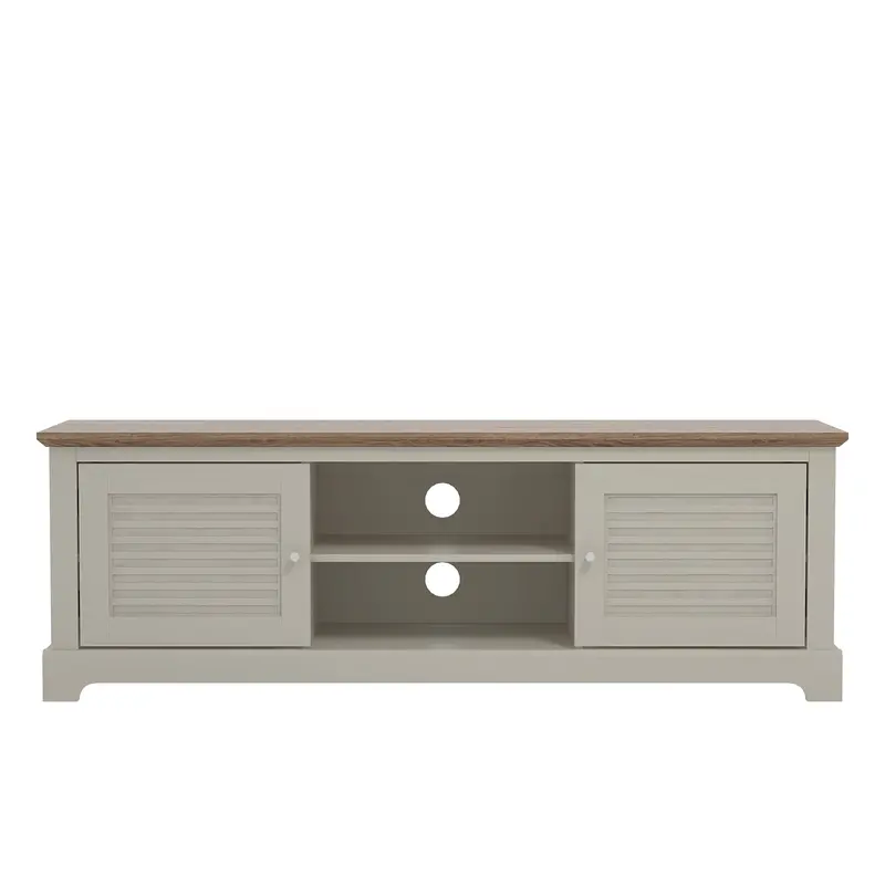 Salcombe Light Grey Tv Unit Featuring 6 Shelves And Dual Storage Doors 1