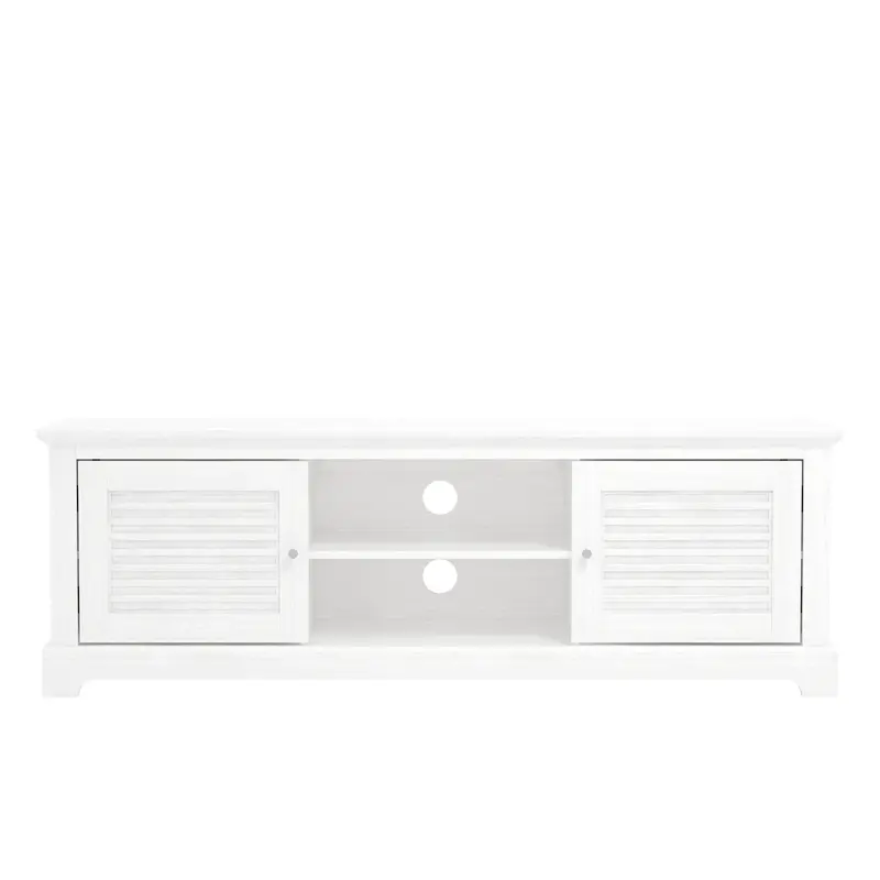 Salcombe White Tv Stand With 6 Shelves And 2 Concealed Doors 1