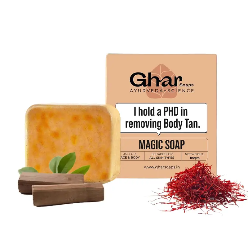 Sandalwood & Saffron Handmade Soap – Paraben-Free Chandan-Kesar Bath Bar For Radiant Skin (100G) 1