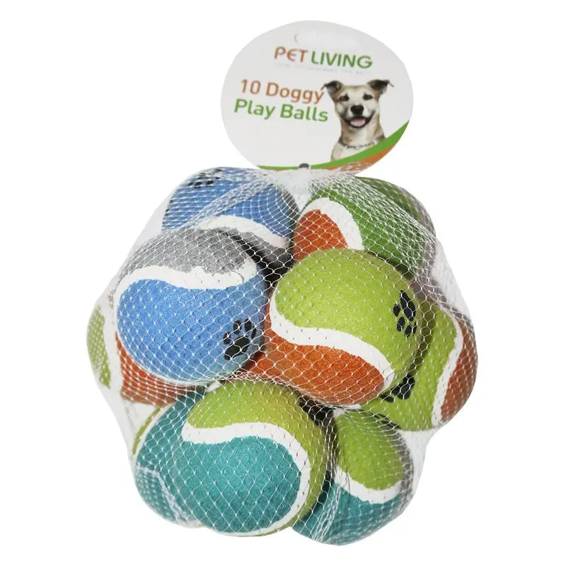 Set Of 10 Assorted-Coloured Dog Play Balls 1
