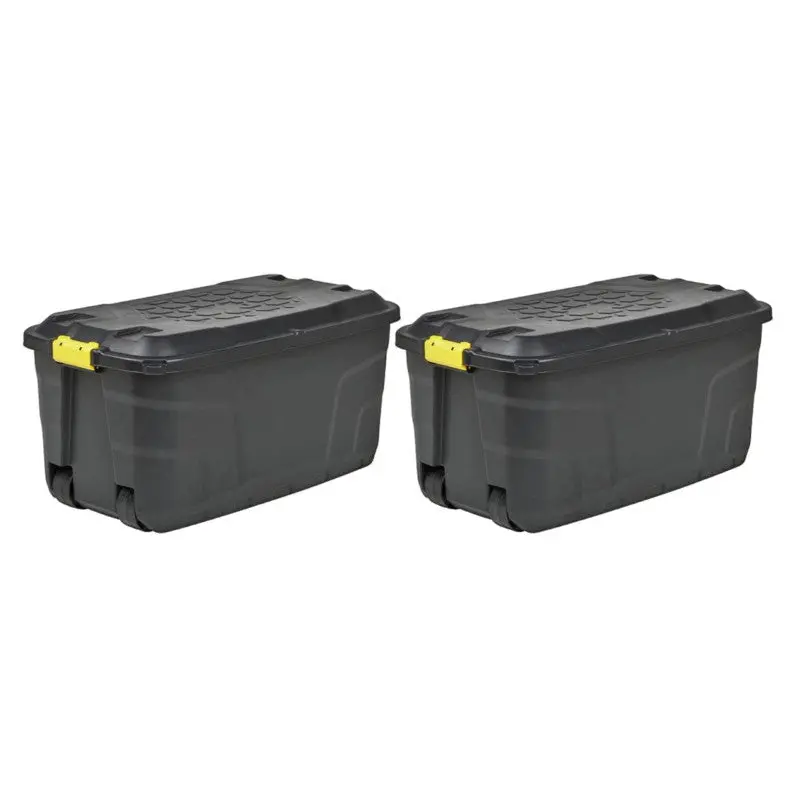 Set Of Two Heavy-Duty Black Plastic Storage Boxes – 145L Each (Strata) 1