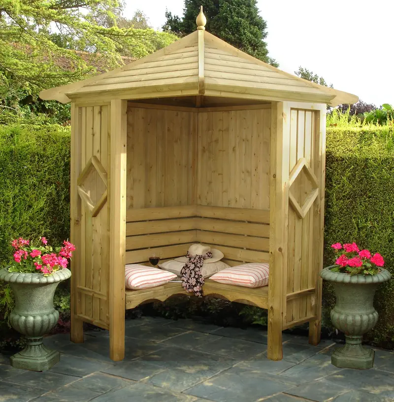 Shire Classic Corner Arbour – 4Ft X 4Ft L-Shaped Seating 1