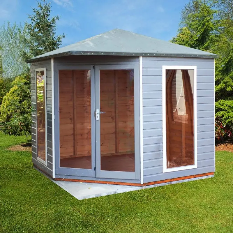 Shire Larkspur 8'4" X 8'4" Apex Summerhouse – Dip-Treated Shiplap 1