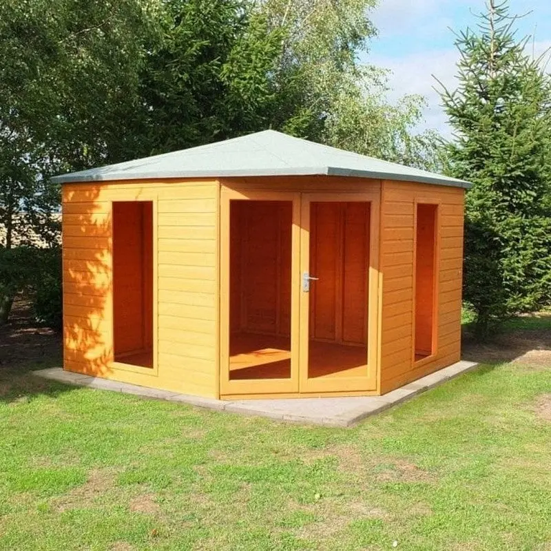 Shire Larkspur Summerhouse – 10'4" X 10'4" Coated Shiplap Apex Design 1