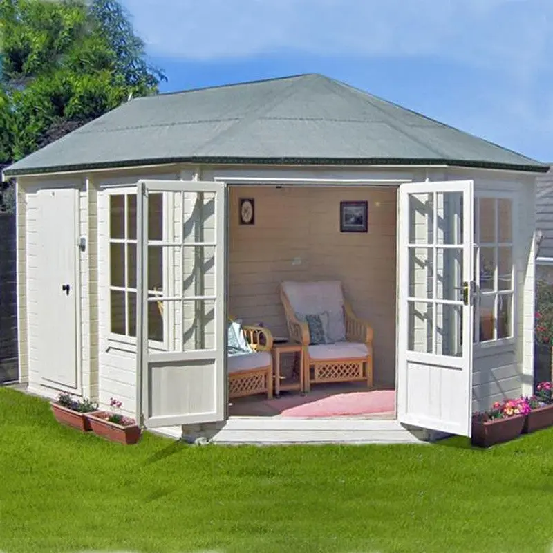 Shire Leygrove 14' X 10' Hexagonal Hip Log Cabin – 28Mm Tongue & Groove Cladding 1