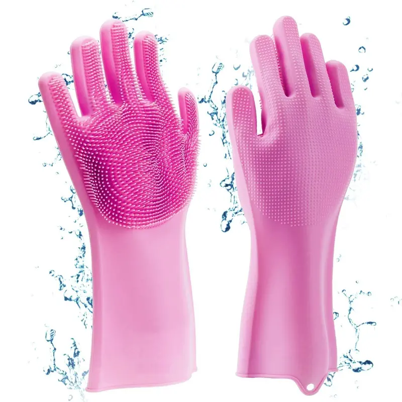 Silicone Scrubbing Gloves – Heat-Resistant Reusable Dishwashing Brush Gloves With Built-In Bristles 1
