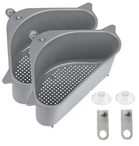 Sink Corner Dish Organizer & Strainer Basket – Removable Waste Dispenser Rack For Countertop Or Under-Sink Storage 1