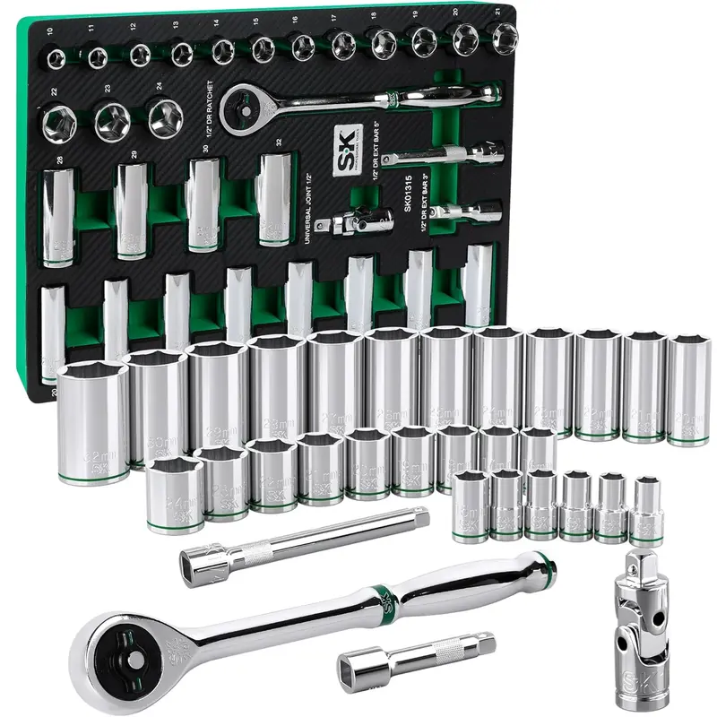 Sk 01315-216P 31-Piece 1/2" Drive Socket Set – Metric Standard & Deep 1