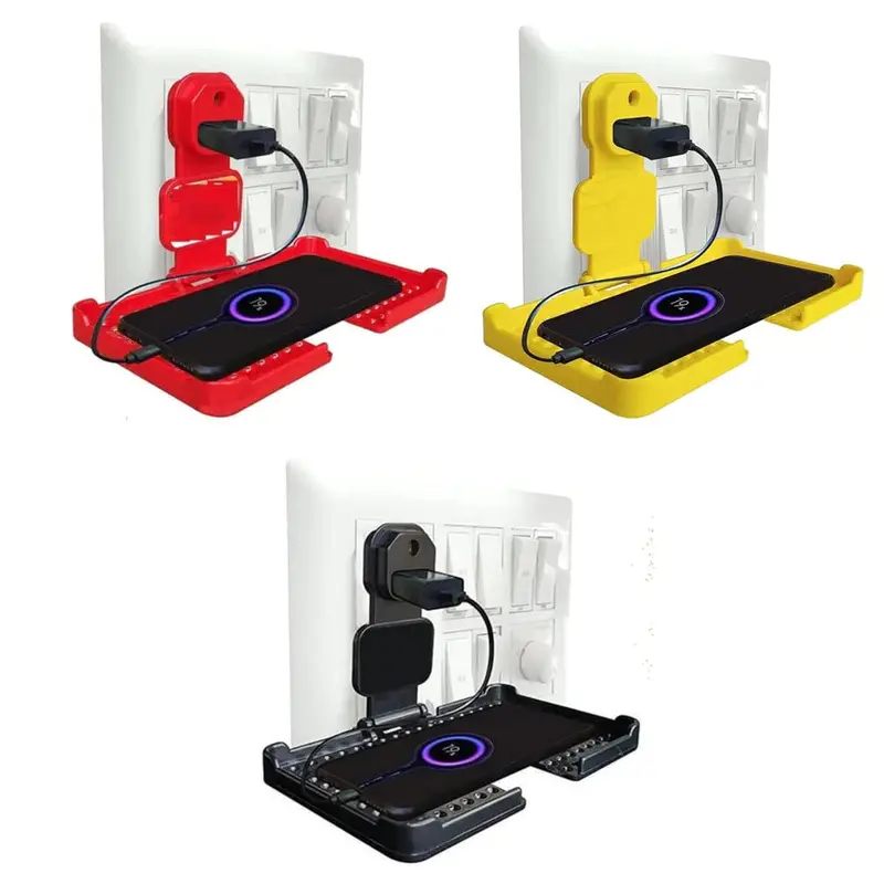 Socket-Mounted Mobile Charging Stand – Universal Wall Outlet Holder For Phones & Chargers 1