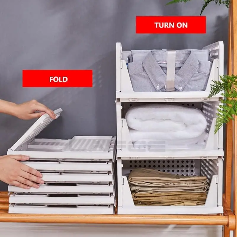 Stackable Fabric Storage Bins – Foldable Layered Organizer Cart For Closet, Kitchen & Laundry 2