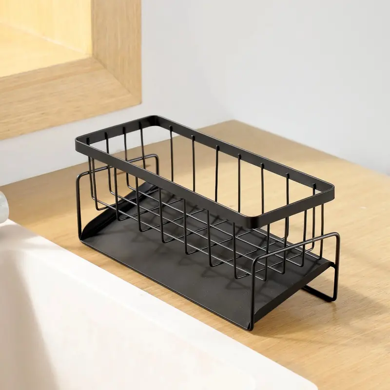 Stainless Steel Sink Storage Rack – Drip-Tray Organizer For Sponges, Towels & Kitchen Essentials 1