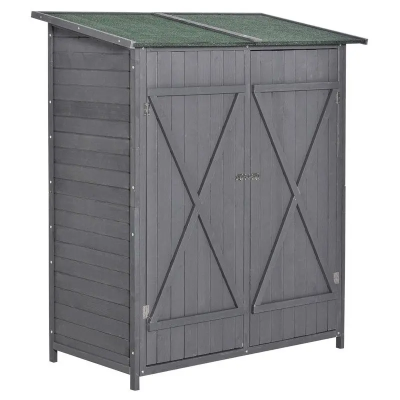 Steadfast Fortress Pent Garden Storage Shed – 160Cm Double-Door, Lockable Fir Wood (Grey) 1