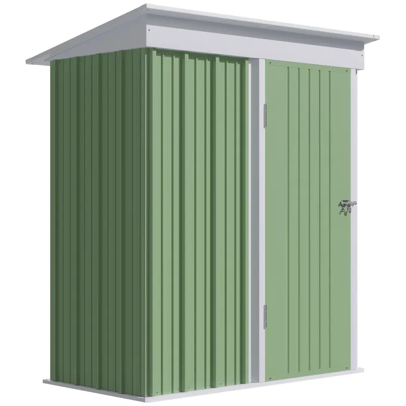Steadfast Galvanised Steel Pent Garden Store – 5Ft X 3Ft Single-Door Reverse Design In Green 1