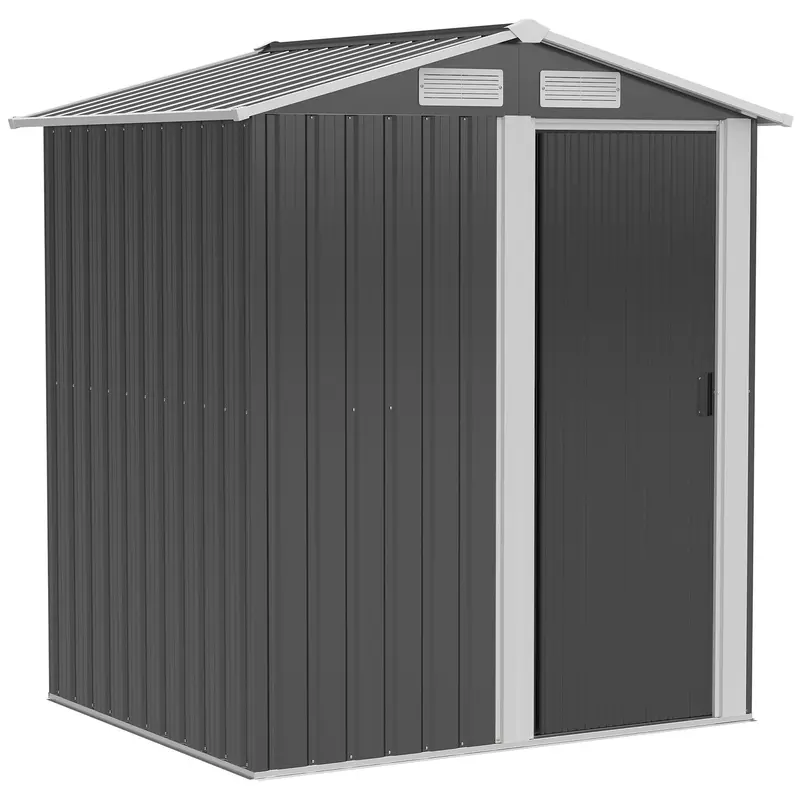 Steadfast Galvanised Steel Reverse Apex Garden Shed – 5Ft X 4Ft Single-Door In Grey 1
