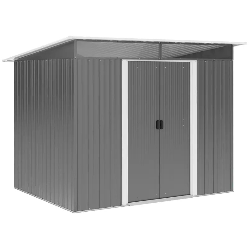 Steadfast Galvanized Grey Pent Garden Shed – 8.5' X 6', Dual-Door, Ventilated 1