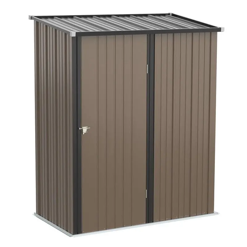 Steadfast Galvanized Steel Pent Garden Shed – 5.3' X 3.1', Single-Door, Brown Finish 1
