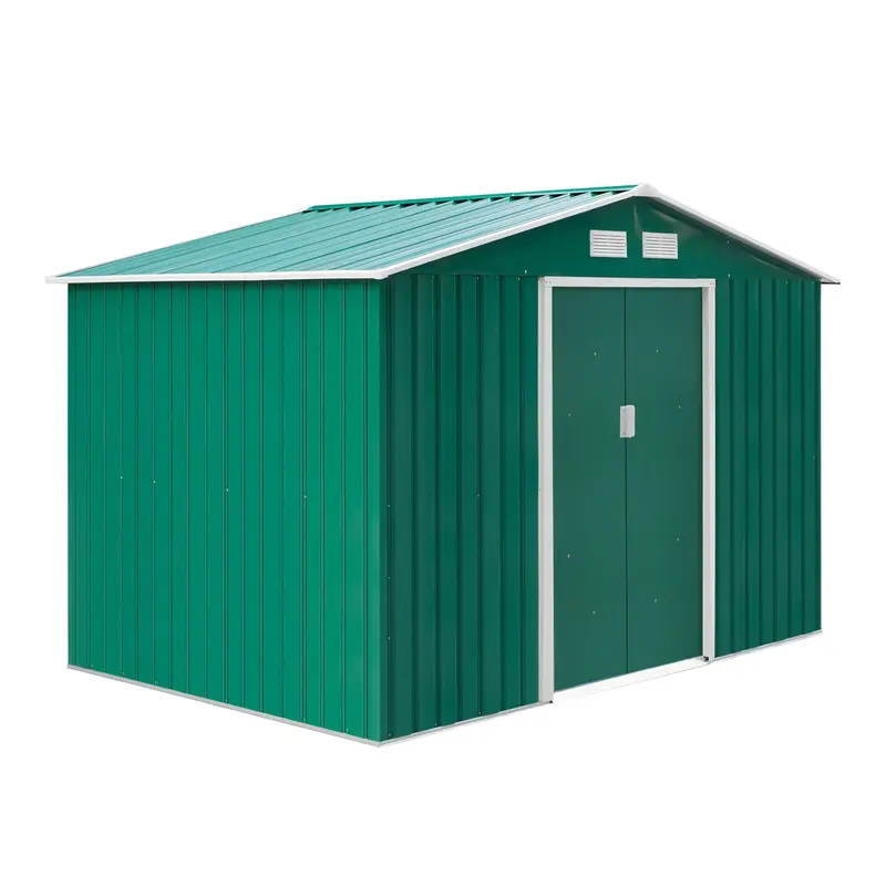 Steadfast Green Reverse Apex Garden Shed – 9' X 6', Dual-Door, Ventilated, Galvanized 1