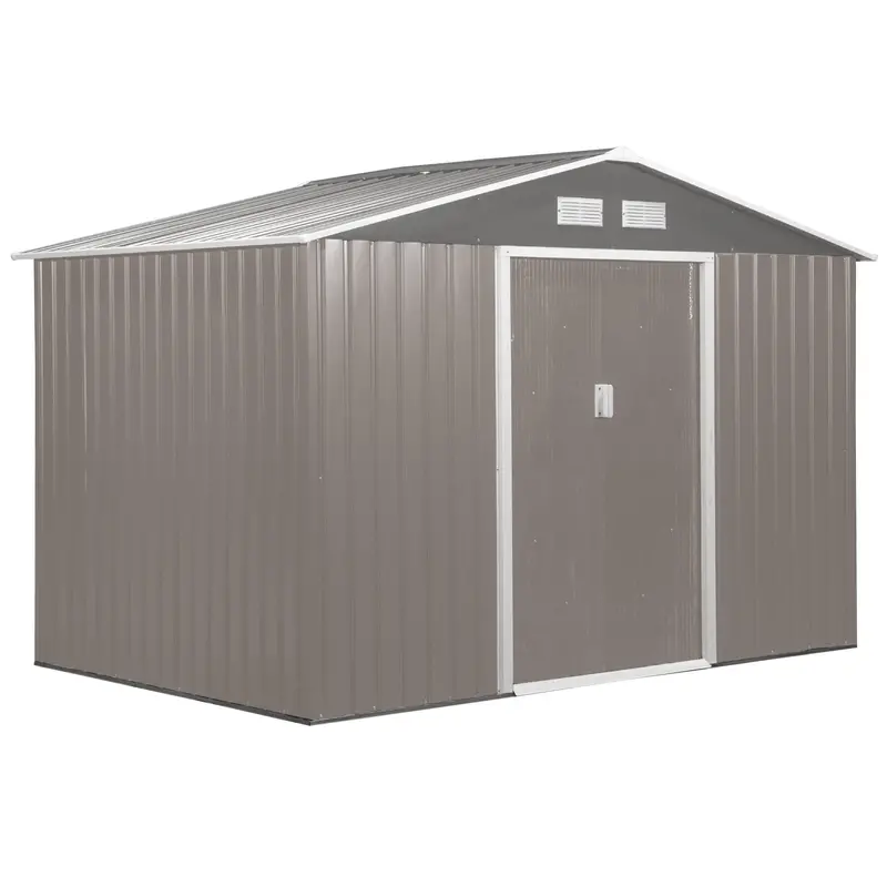 Steadfast Grey Reverse Apex Garden Shed – 9' X 6', Dual-Door, Ventilated, Galvanized Steel 1