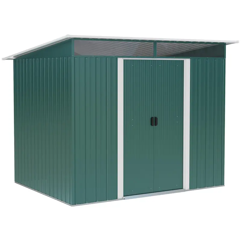 Steadfast Lightsky Steel Pent Garden Shed – 8.5Ft X 6Ft Double-Door In Green 1