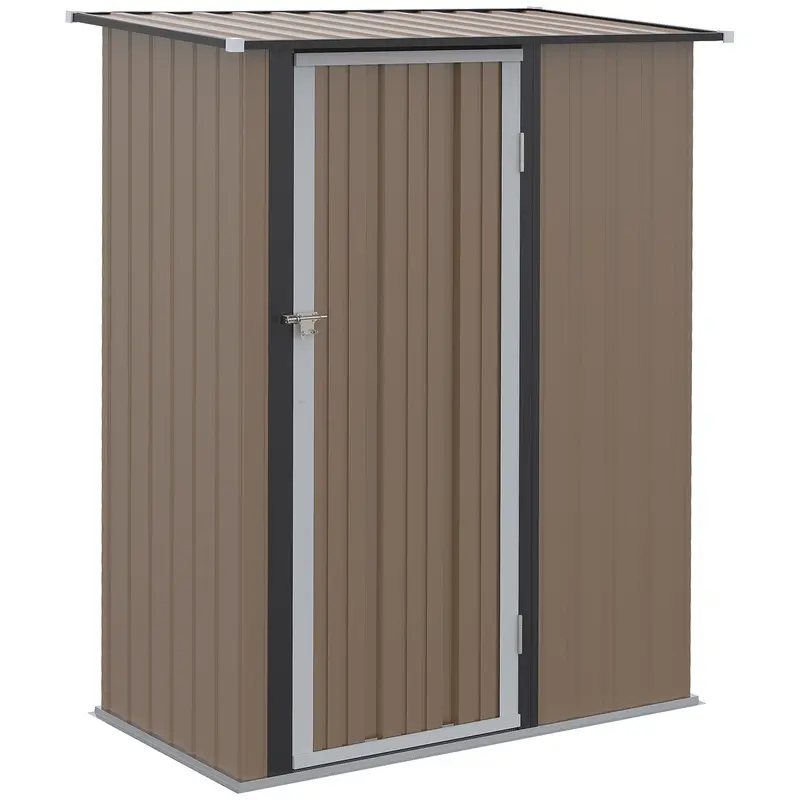 Steadfast Lockable Galvanised Steel Pent Garden Store – 5Ft X 3Ft Single-Door In Brown 1