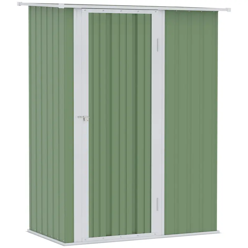 Steadfast Lockable Galvanised Steel Pent Garden Store – 5Ft X 3Ft Single-Door In Light Green 1