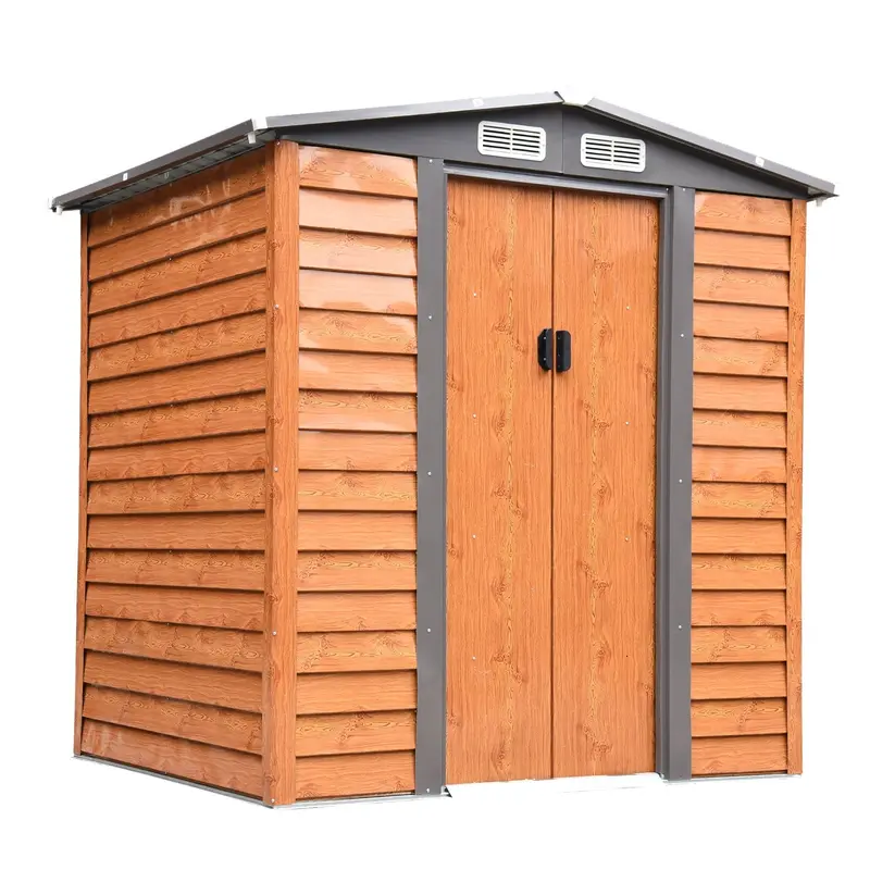 Steadfast Moderna Apex Garden Shed – 6.5' X 5.2', Light Brown Steel & Polypropylene, Dual-Door, Ventilated 1