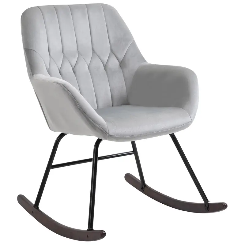 Steel-Frame Rocking Accent Chair With Cushioned Seat For Reading 1
