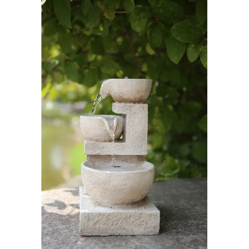 Stone-Effect 3-Tier Solar Cascading Fountain – Compact 27Cm Garden Water Feature By Bright Garden 1