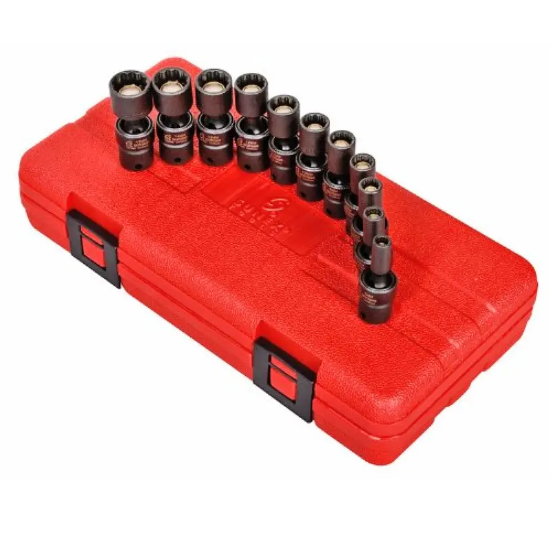 Sunex 1825 11-Piece 1/4" Drive Magnetic 12-Point Universal Metric Impact Sockets 1