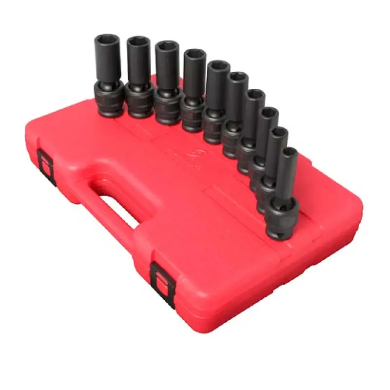 Sunex 2658 1/2" Drive Deep Universal Impact Socket Set – 10-Piece Metric Standard/Deep Combo 1