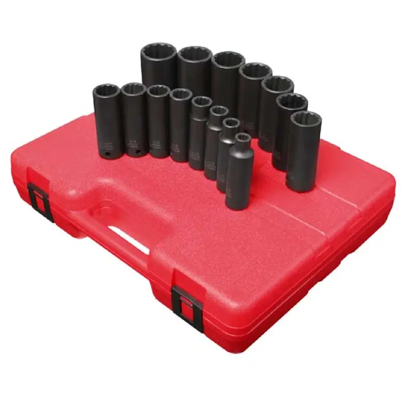Sunex 2670 15-Piece 1/2" Drive Sae 12-Point Deep Impact Socket Set (3/8"–1-1/4") 1