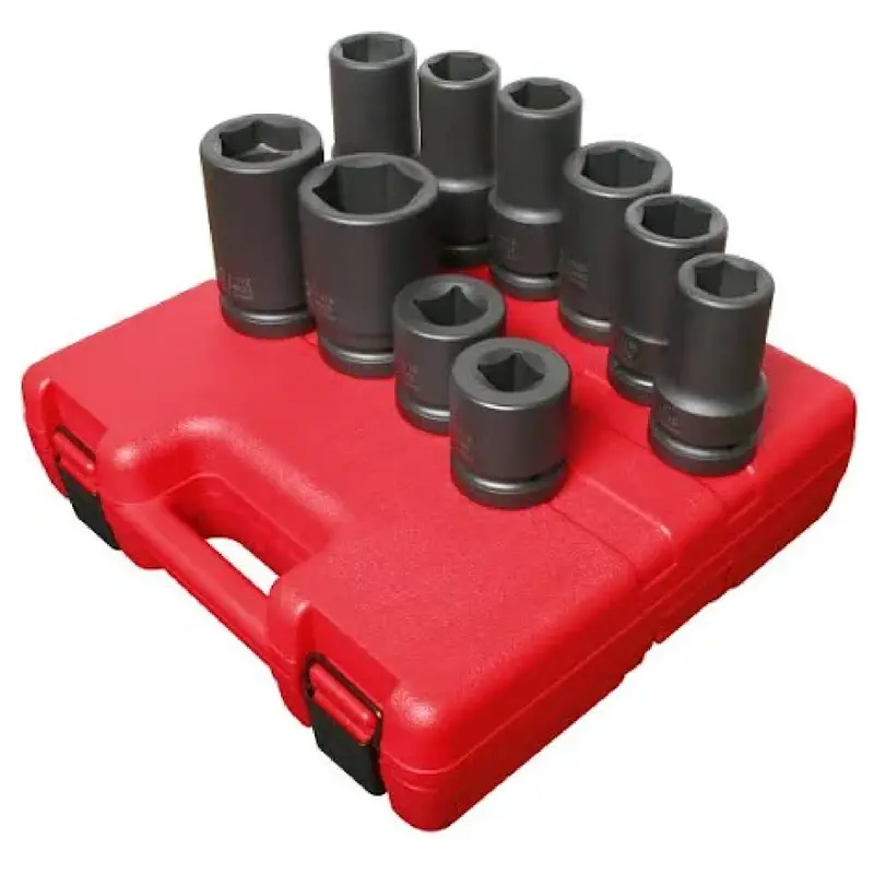 Sunex 5690A 10-Piece Dual-Measurement (Sae & Metric) 1-Inch Drive Impact Socket Set For Heavy-Duty Trucks 1