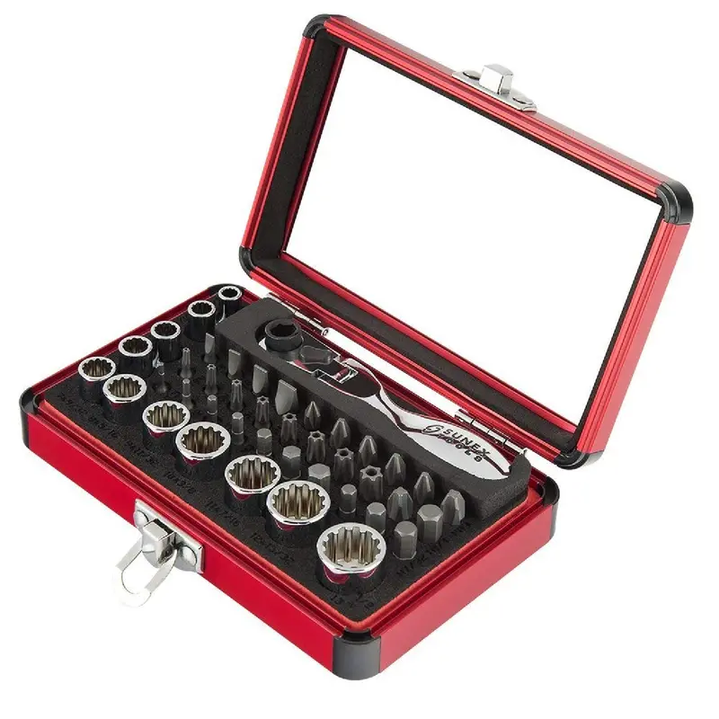 Sunex 9732 44-Piece 1/4" Drive Mini Dual-Flex Ratchet Set With Sockets & Bits 1