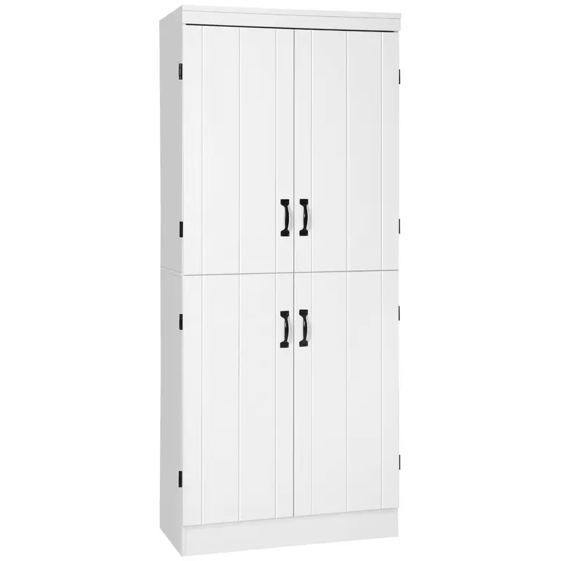 Tall 4-Door Kitchen Cupboard – Freestanding Storage Cabinet With Adjustable Shelves 1