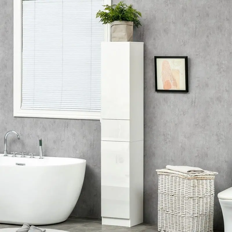 Tall Freestanding Bathroom Cabinet With Customizable Shelving – Sleek Modern Storage 1