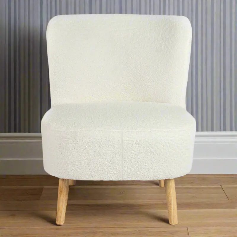 Teddy Dining Chair – White Fabric Upholstery On Solid Wood Frame By Hamilton Mcbride 1