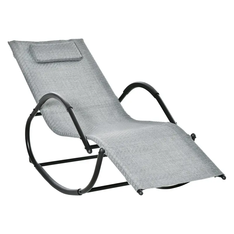 Texteline Grey Zero-Gravity Rocking Lounge Chair With Cushion – Indoor/Outdoor Use 1