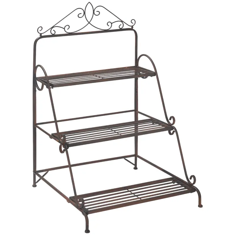Three-Tier Staircase-Style Metal Plant Stand For Indoor Or Patio Display 1