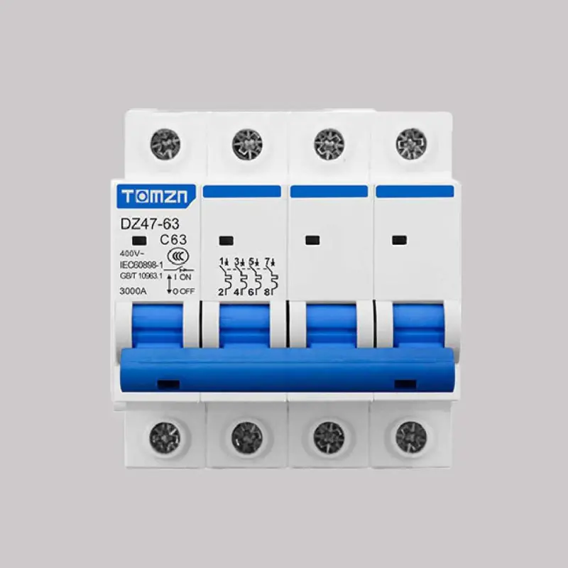 Tomzn 4-Pole 63A Ac Miniature Circuit Breaker – Three-Phase Distribution Protection 1