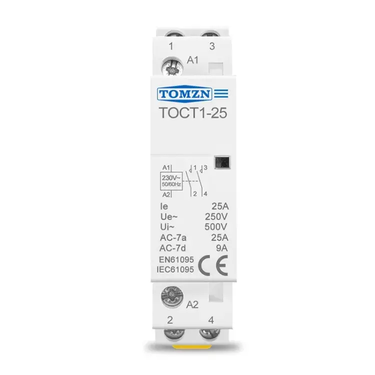 Tomzn Toct1-25 2-Pole Ac Modular Contactor – 25A, 220V, Din Rail Mount 1