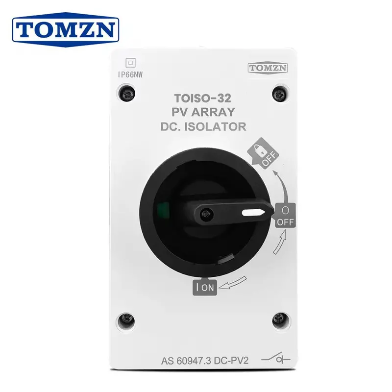 Tomzn Toiso-32 Solar Dc Isolator Switch – Ip66 Rated, 32A Pv Array Disconnect 1
