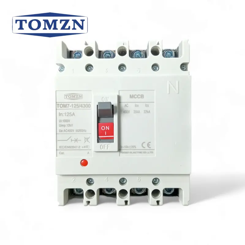 Tomzn Tom7-125/4300 Molded Case Circuit Breaker (Mccb) – 4-Pole, 125A, 3-Phase 1