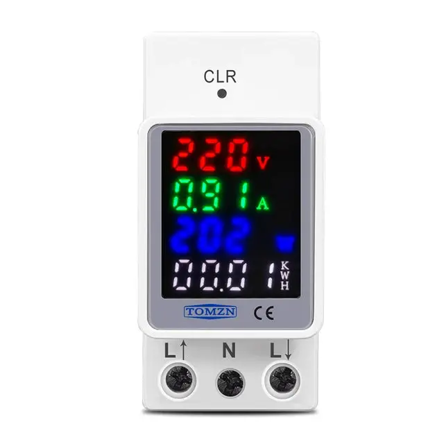 Tomzn Tova-100C 4-In-1 Din Rail Energy Meter – 100A Multi-Parameter Ac Power Analyzer 1