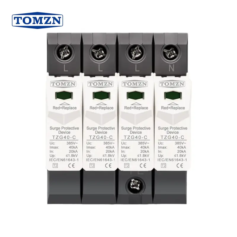 Tomzn Tzg40-C 4-Pole Spd – 3-Phase Surge Protection Device For Residential Electrical Panels 1