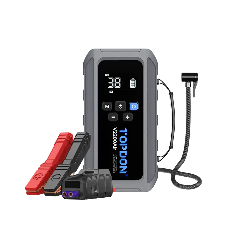 Topdon V2200Air Portable Jump Starter & Digital Tire Inflator – 2200A Peak, 2-In-1 Functionality 1