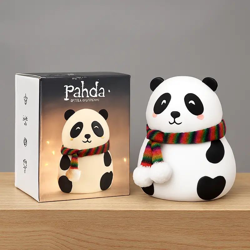 Touch-Sensitive Panda Night Light – Rechargeable Silicone Lamp With Eye-Closing Feature & Color Options 1