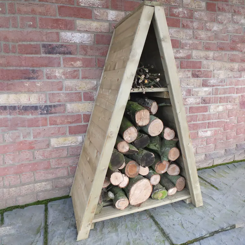 Triangular 1'3" X 2'8" Apex Log Store – Pressure-Treated Shiplap 1