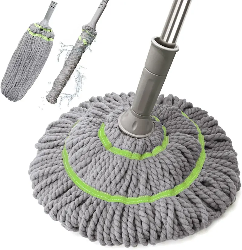 Twist-Action Self-Wringing Microfiber Mop – Extendable Stainless Steel Handle Floor Cleaning System 1
