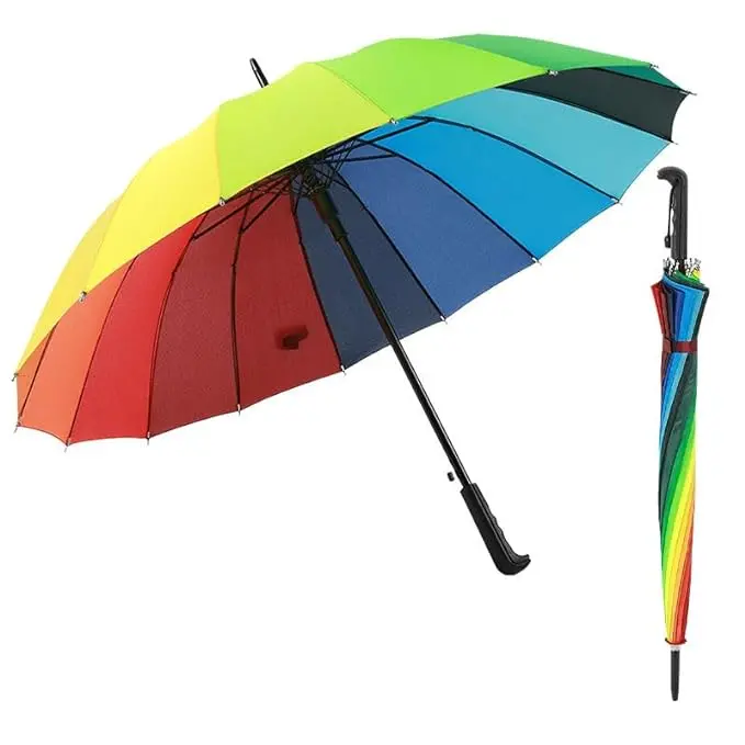 Uk-0384 Vibrant Rainbow Umbrella – Lightweight Weather Protection For Adults 1
