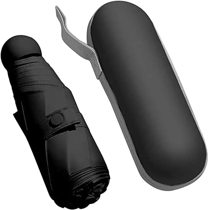 Uk-0398 Compact 5-Fold Manual Umbrella – Portable Capsule Carry Case Included 1
